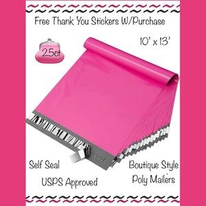 25ct 10x13’ Pink N Pretty Poly Mailers👛🆕👛 Bonus ⭐️W/25ct Free Thank You Stickers